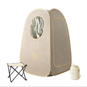 Portable Beige Personal Steam Sauna Tent with Stool